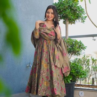 Gentle Gem Muslin Anarkali Suit Set