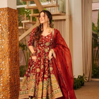 Osha Heavy Embroidered Anarkali Suit Set